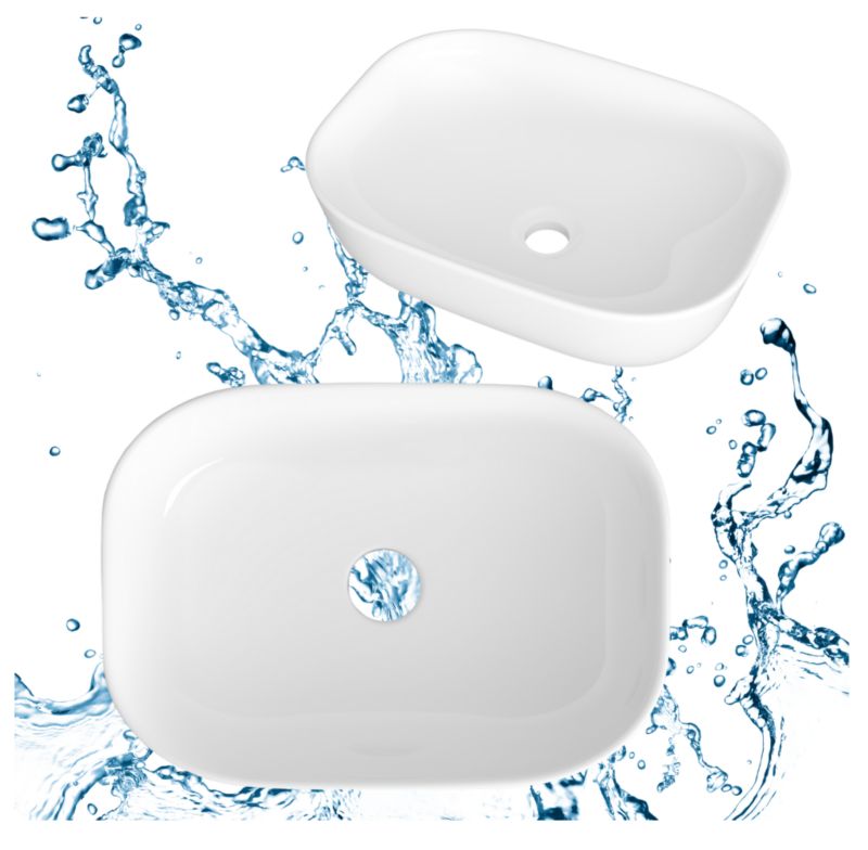 Umywalka nablatowa Granitan MERCA 46x33x13 cm ceramiczna biała 1szt.