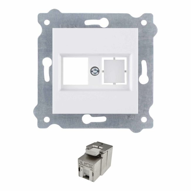 Gniazdo Komputerowe EXEN Pojedyncze RJ45 kat.6A STP Białe kpl