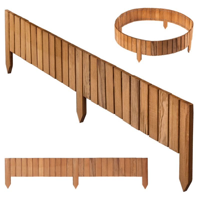 Obrzeże palisada ogrodowa Kadax drewniany płotek trawnikowy wbijany dąb 15x116 cm