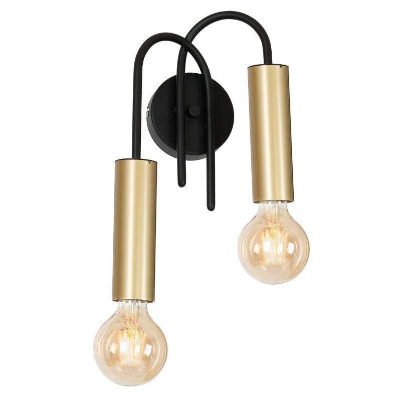 Kinkiet ścienny Luminex Loppe czarny mat-złoty mat styl minimalistyczny 2 x E27 x 15W IP20 wym: 35 x 20 x 12 cm - 1 szt.