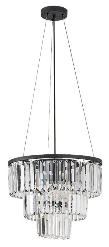 Lampa wisząca Rabalux Eloisa czarna transparentna, max 3x25W, E27, IP20, metal-szkło, 1 szt.