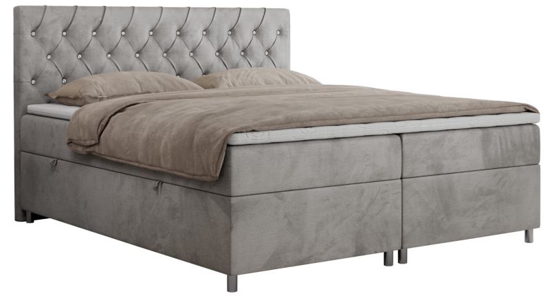 Łóżko kontynentalne MKS Meble ROMA 160x200 H4 Jasnoszary welvet 1szt.