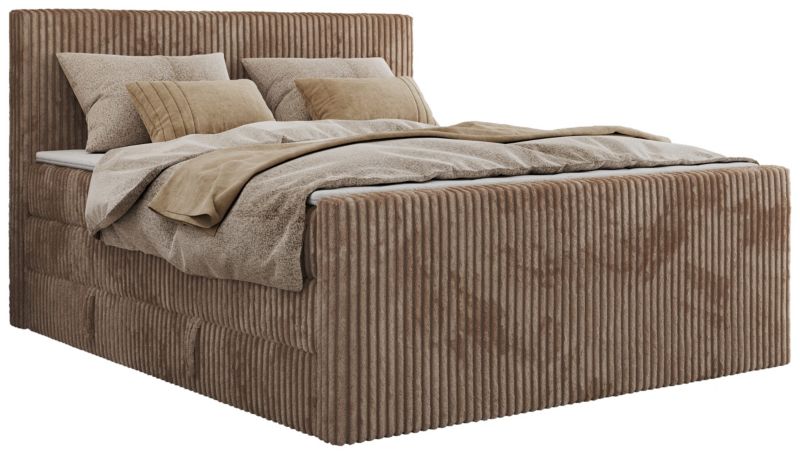 Łóżko kontynentalne MKS Meble TILIANO KING DUO 160x200 H3 brązowy sztruks 1szt.