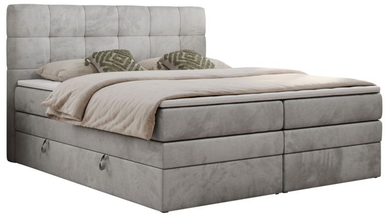 Łóżko kontynentalne MKS Meble LUKA KING 180x200 H4 Jasnoszary welvet 1szt.