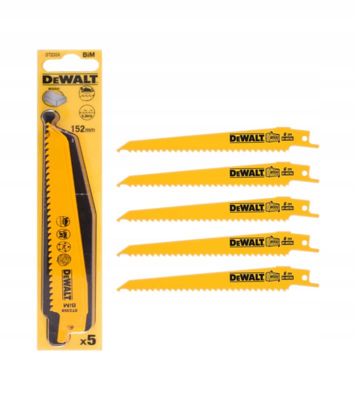 Zestaw brzeszczotów do drewna DeWALT 152mm do piły szablastej 5 elementów 1 szt.