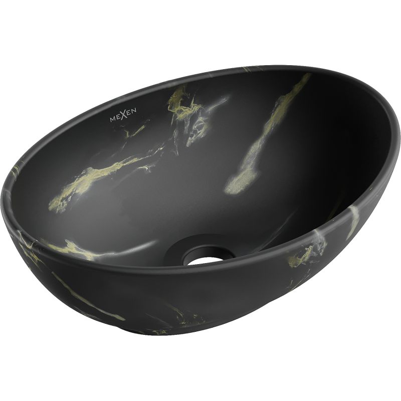 Umywalka nablatowa Mexen Elza czarny kamień 40,5 x 33 cm 1 szt.
