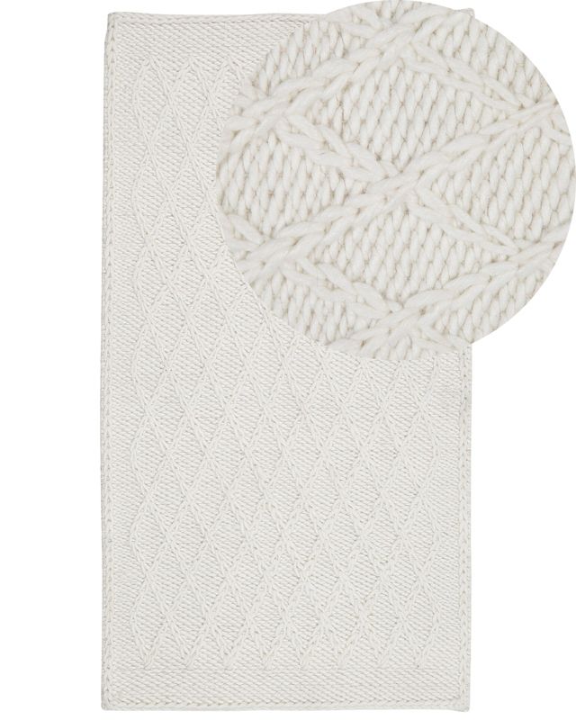 Dywan wełniany 80 x 150 cm złamana biel Erzin 1 szt.