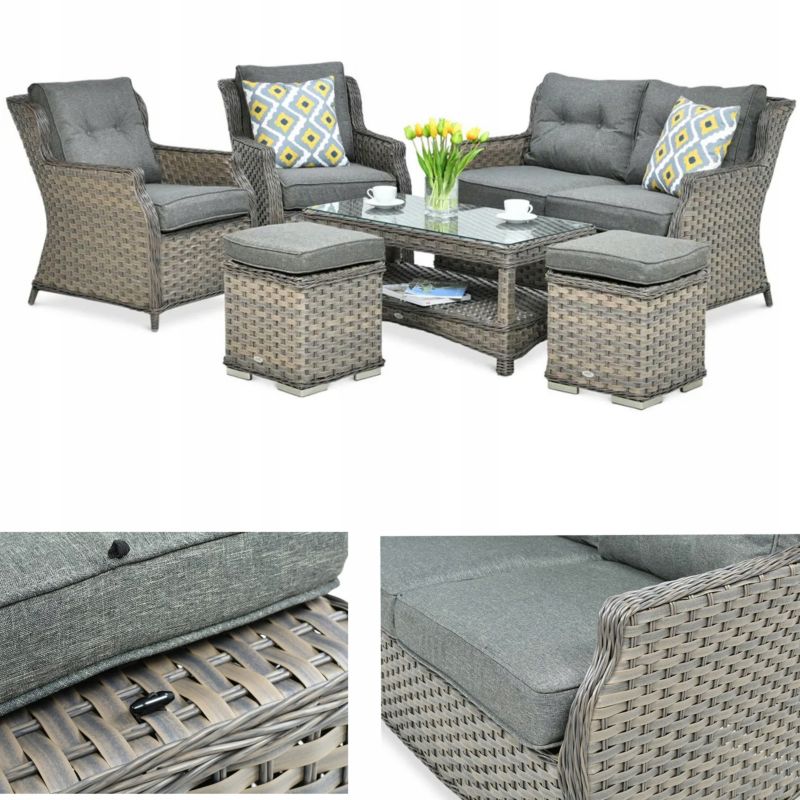 Zestaw Mebli Ogrodowych Technorattan TRIVENTO Stolik Sofa Puf na Taras 1 szt