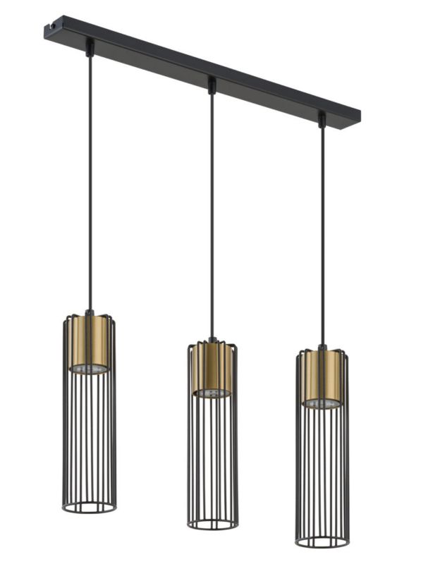 Lampa wisząca Sigma Lighting Fobia 2496 czarno-złota dekoracyjna 3xGU10 x 1 szt.