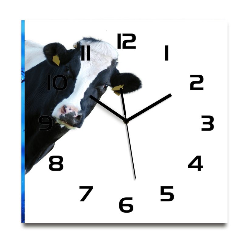 Zegar szklany Tulup Krowa czarne wskazówki 30x30 cm cm cichy 1 szt.