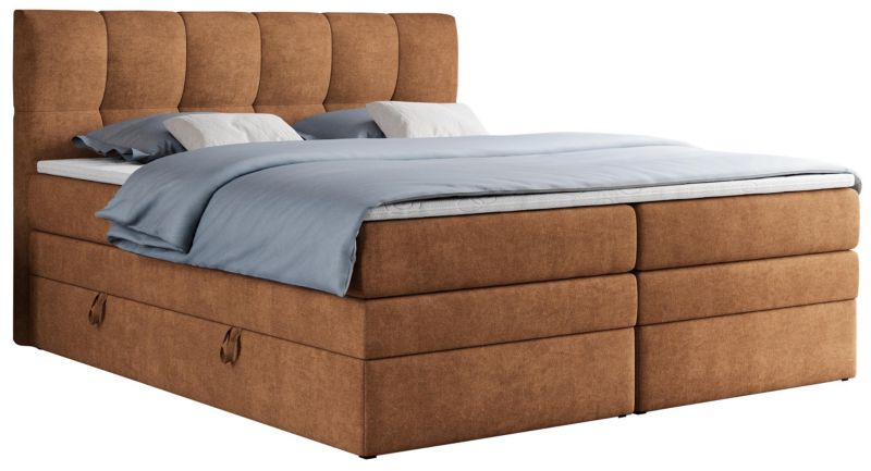 Łóżko kontynentalne MKS Meble ALVIN KING 200x200 H4 Pomarańczowy struktura 1szt.