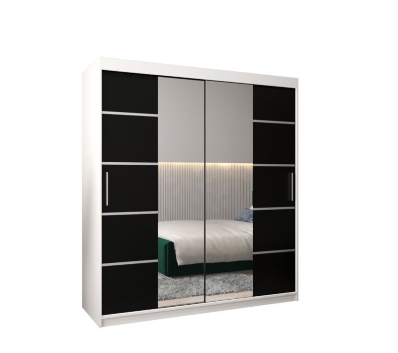 Szafa przesuwna Garderoba Abiks Verona 4 180 biały + czarny 1 szt.