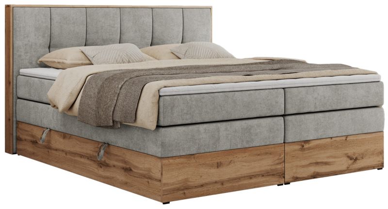 Łóżko kontynentalne MKS Meble ALBERO 1 KING 200x200 H3 Jasnoszary struktura 1szt.