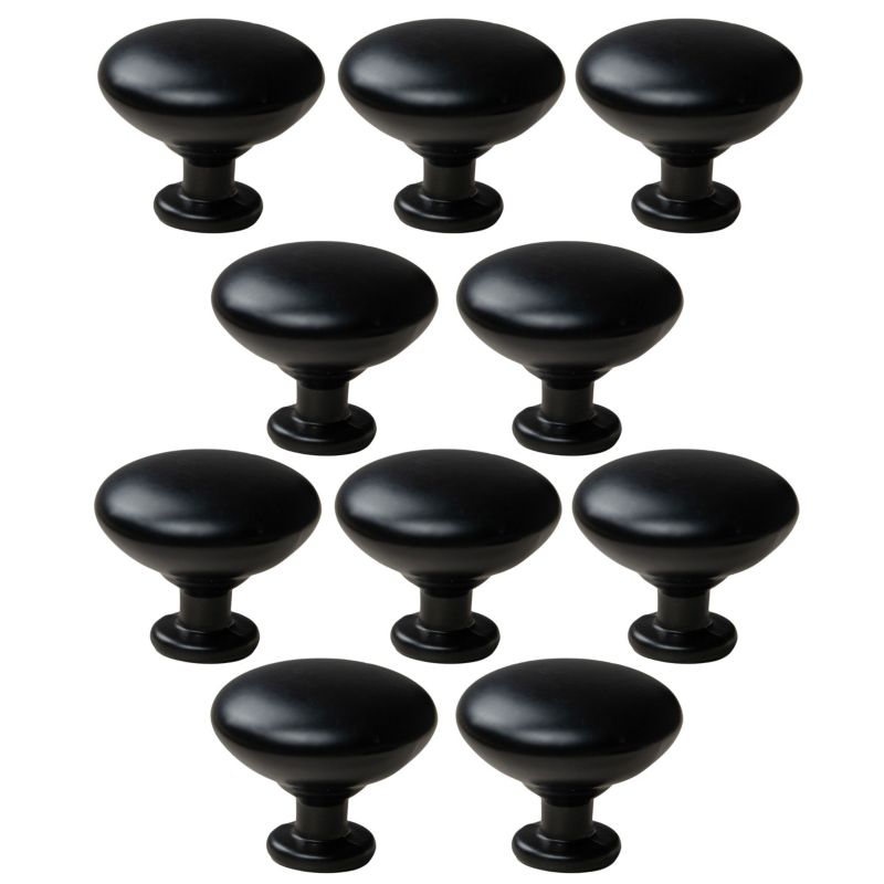 10 x Gałka meblowa okrągła metalowa czarna 10 szt