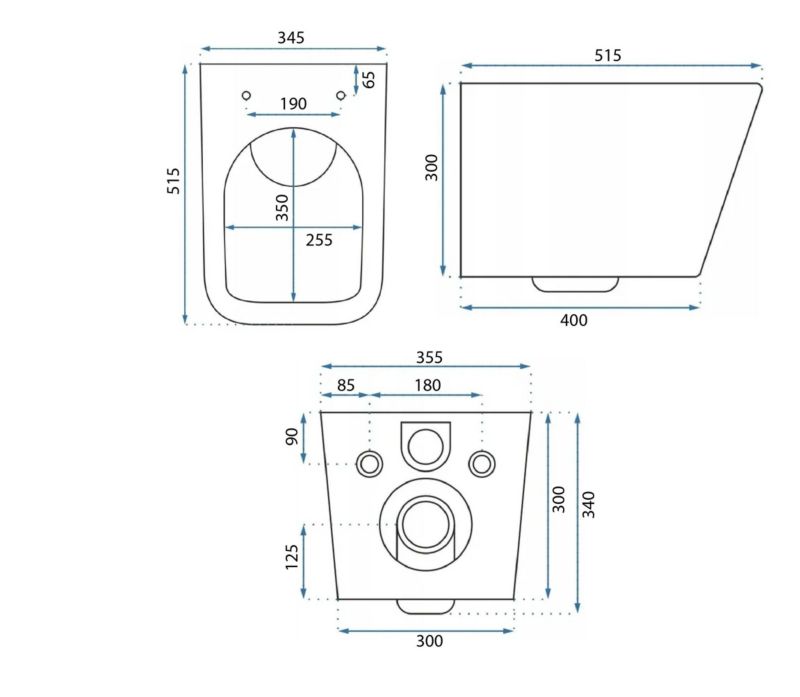 Misa Wc Podwieszana Ceramimczna Rea Julio Rimless Biały 51,5X35,5X30Cm 1 Szt