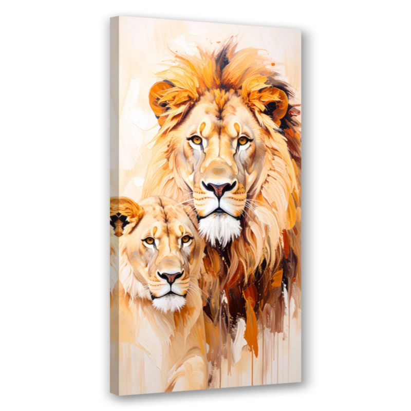 Obraz nowoczesny do salonu biura Feeby Lwy Para Zwierzęta Natura 60x120cm 1szt