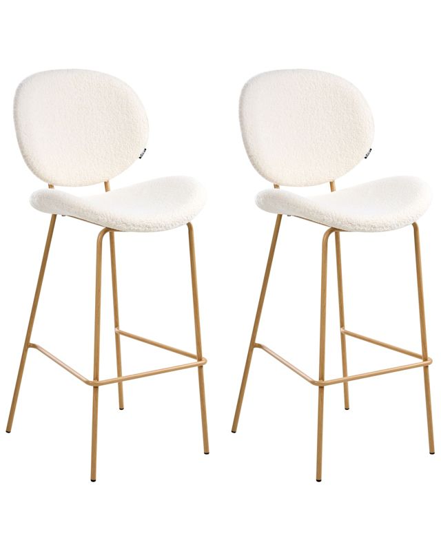 Zestaw 2 krzeseł barowych Luana Boucle Biały 1 par.