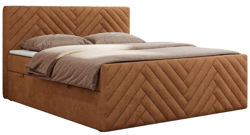 Łóżko kontynentalne MKS Meble PARIS DUO 160x200 H4 Pomarańczowy struktura 1szt.