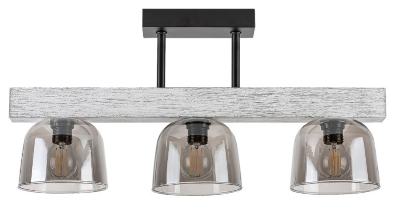 Lampa sufitowa wisząca Rabalux Cardamom szary dąb-szkło dymne wym: 24 x 50 x 12 cm 3xE14 x 1 szt.