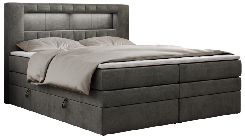 Łóżko kontynentalne MKS Meble GOLD 5 KING 140x200 H4 Ciemnoszary welvet 1szt.