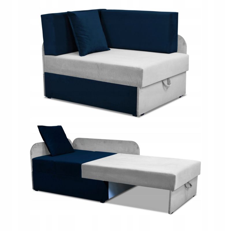 Narożnik dziecięcy rozkładany z pojemnikiem Family Meble Denis Duo szaro niebieski 1szt