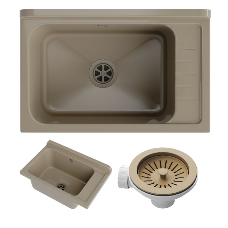 Zlew Gospodarczy Monza Granitan do Garażu, Pralni Beżowa