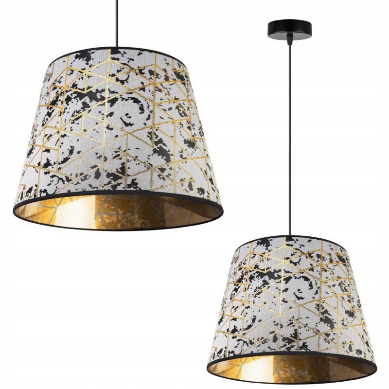 Lampa sufitowa wisząca Light Home LH Werona 1x E27 60W abażur stożek szary/złoty 1szt.