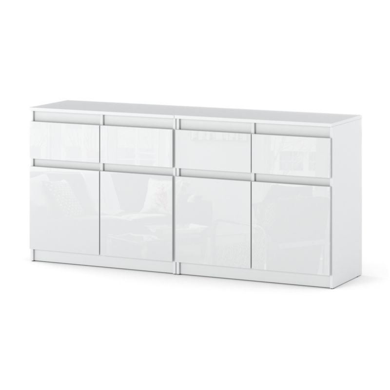 Komoda Hurtownia-Mebli Szuflady 4 Olia Mini 160cm Biały Mat Biały Połysk 160x35x75 cm 1szt.