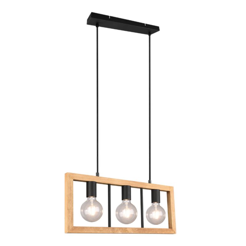 Lampa wisząca Trio Agra jasne drewno-czarna wym: 150 x 60 x 8,5 cm 3xE27 x 1 szt.