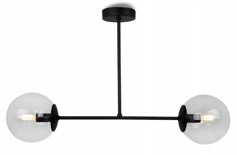 Lampa sufitowa wisząca Light Home LH Tulza 2x E14 40W klosz czarny/bezbarwny 1szt.