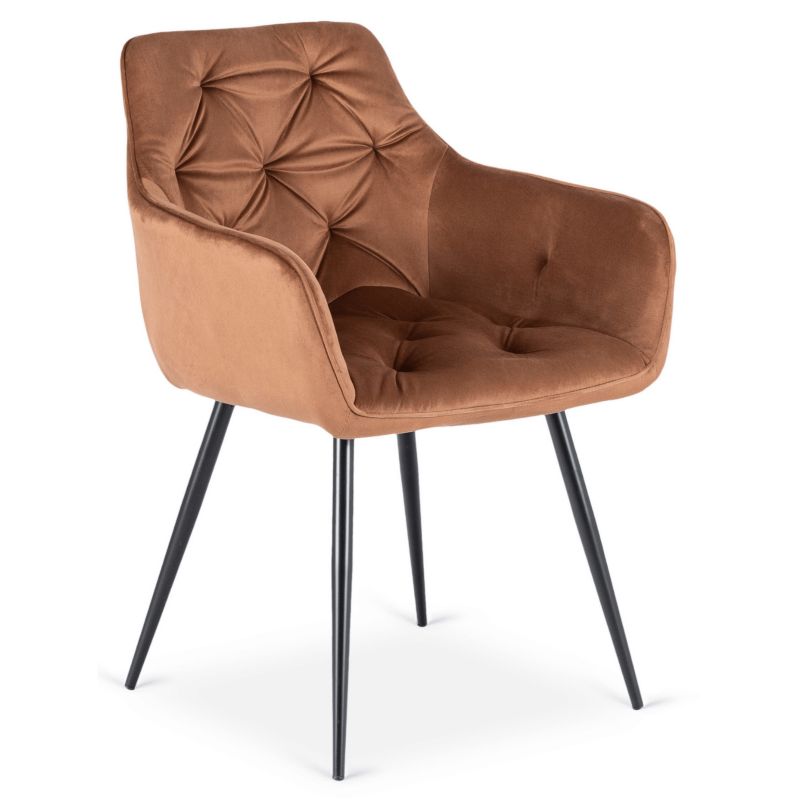 Krzesło Mebel Elite MODESTO Tapicerowane Welurowe Do Salonu Jadalni Kuchni Rudy 1 szt