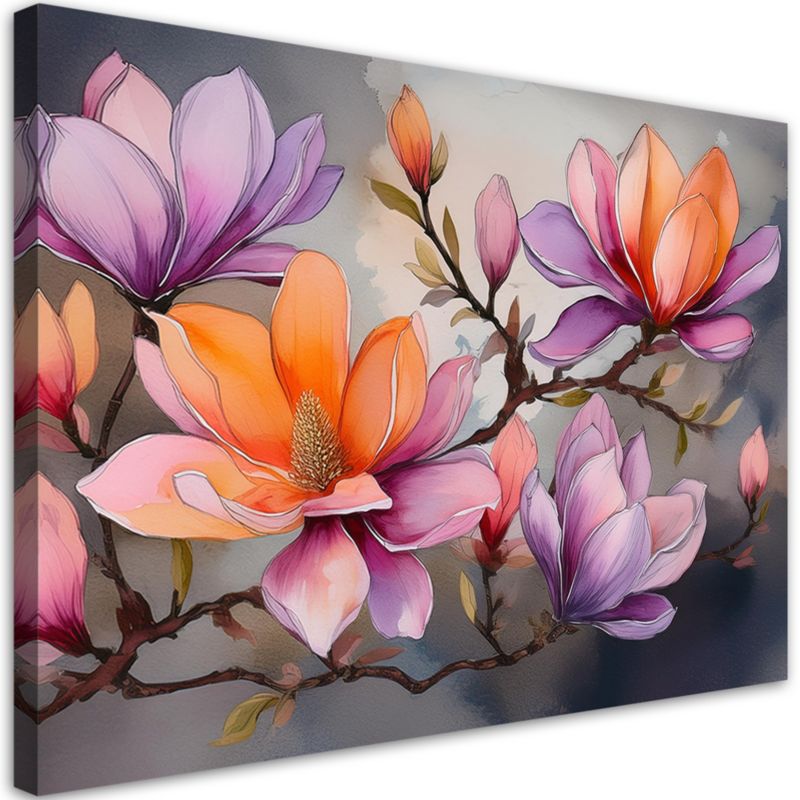 Obraz do salonu sypialni Feeby Akwarela Kolorowe Kwiaty 100x70 cm 1szt