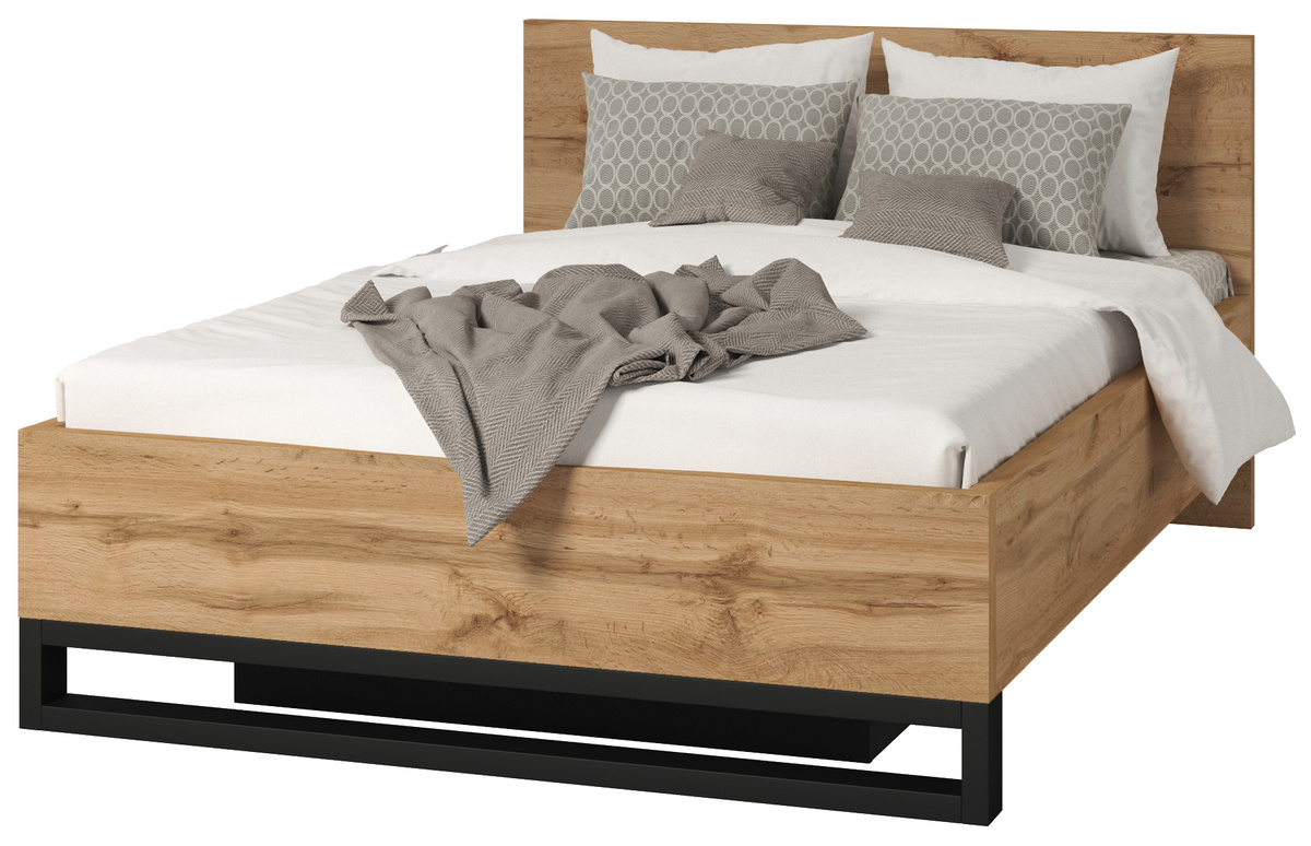 Dwuosobowe łóżko drewniane ze stelażem do sypialni 140x200 cm HALLE S