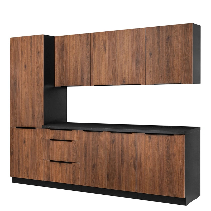 Nowoczesne meble kuchenne 260 cm MARGARET orzech okapi