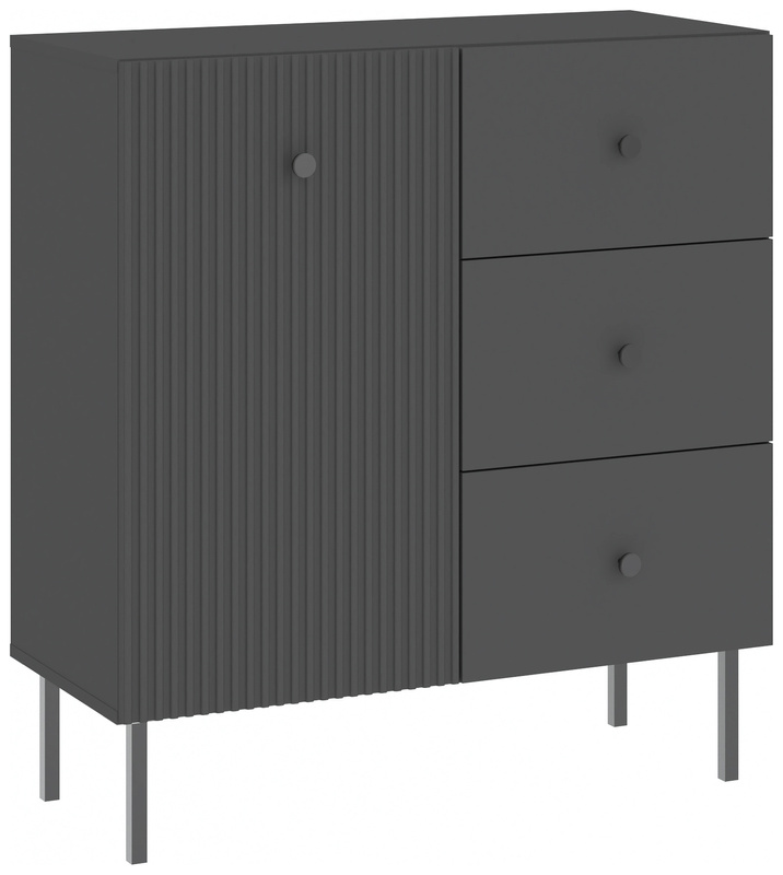 Komoda 91 cm do salonu jednodrzwiowa z szufladami VALTEO czarny