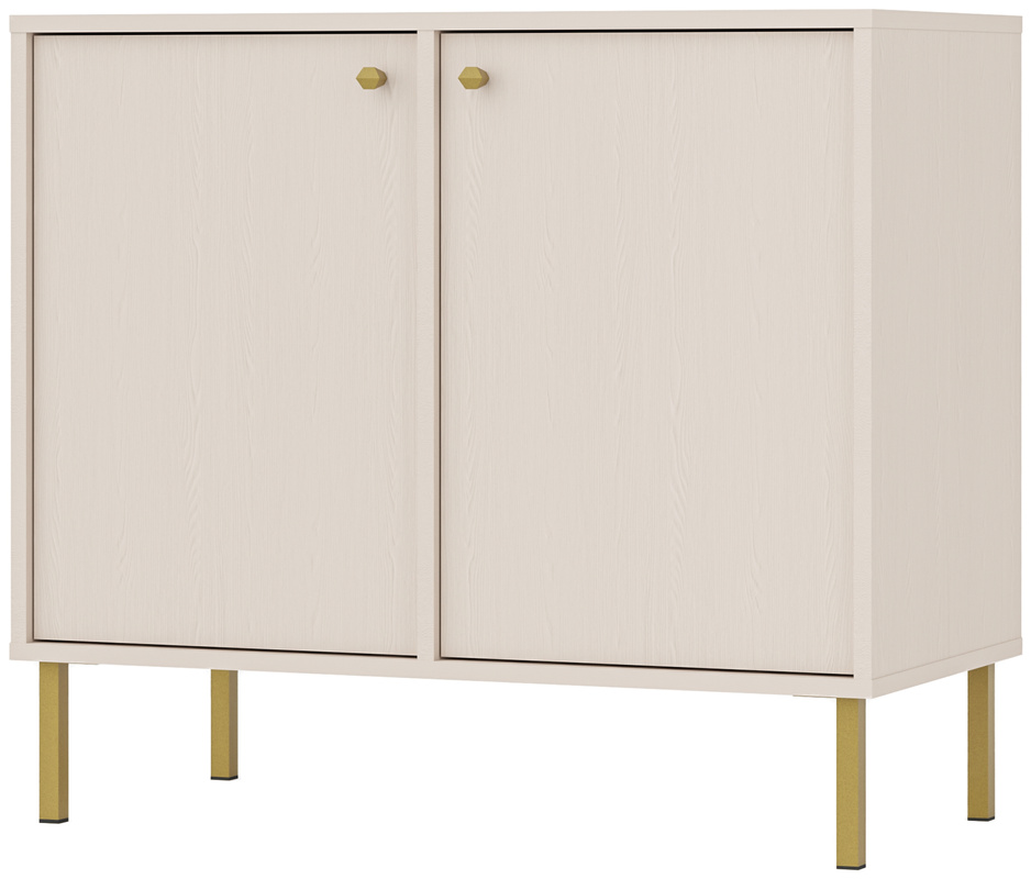 Beżowa komoda dwudrzwiowa z półkami do salonu 83,5 cm TOKEN