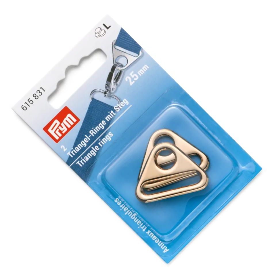 Trójkątne pierścienie do torebek 25mm złote 2szt PRYM 615831 .