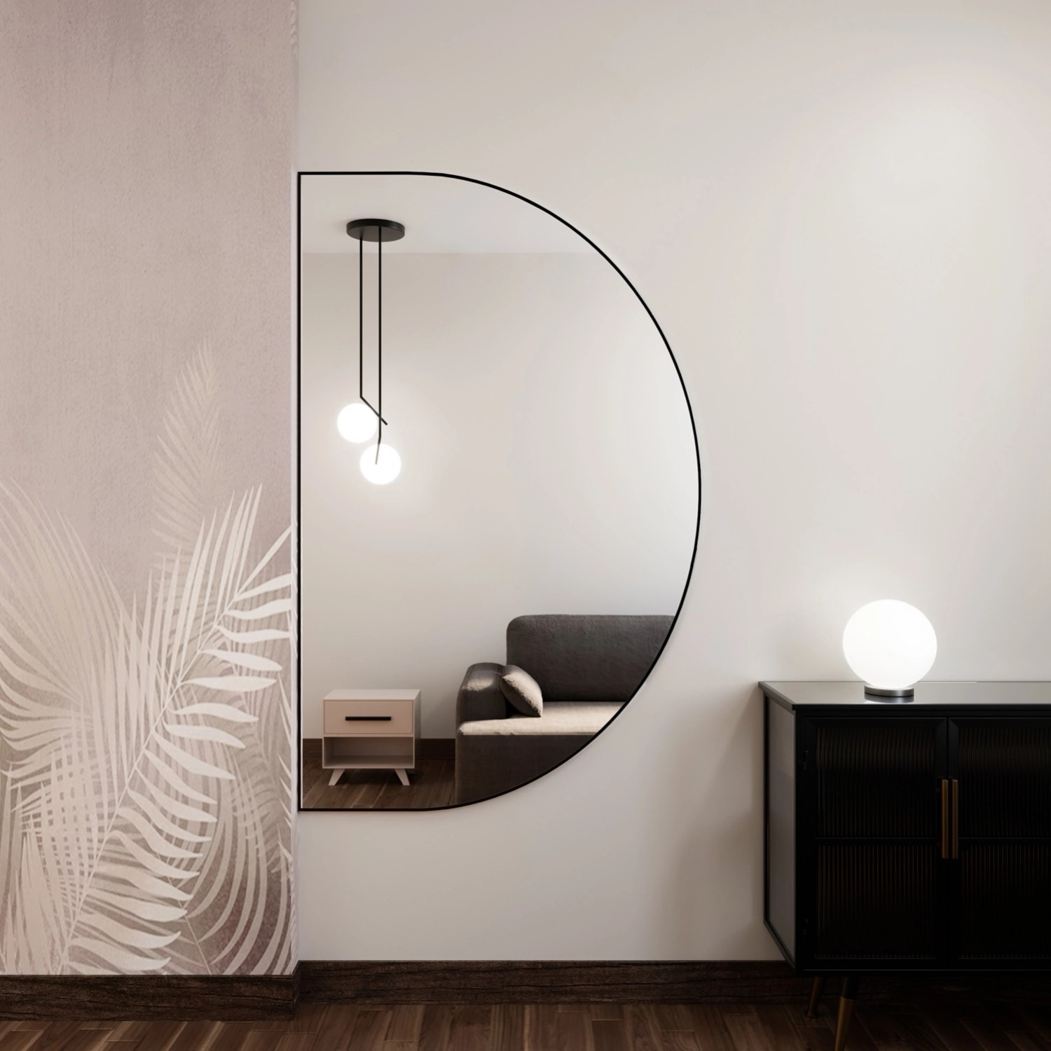 Lustro SemiRound Czarne Bez led 80x50