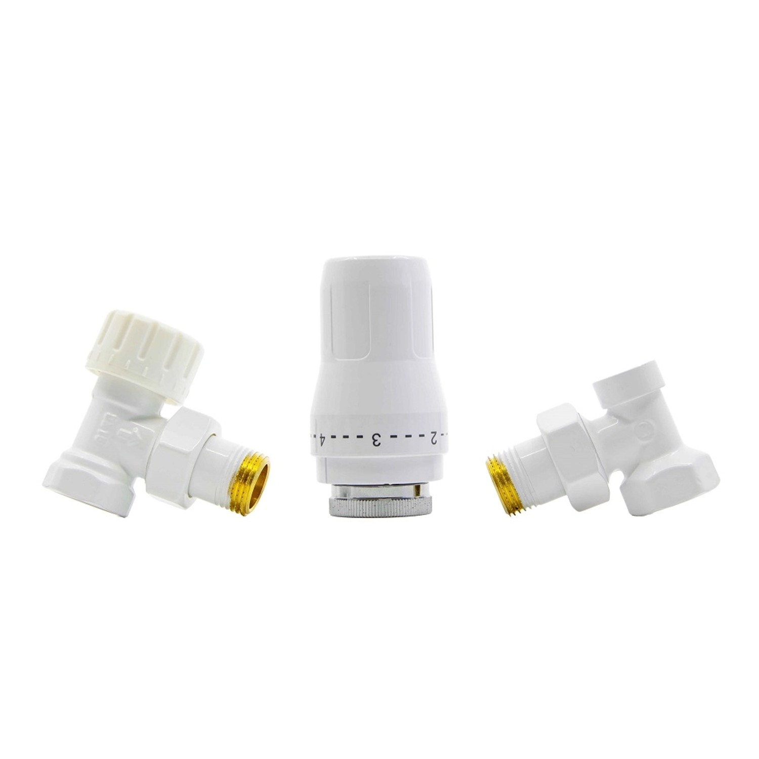 Schlosser Zestaw termostatyczny kątowy biały 1/2 x 1/2