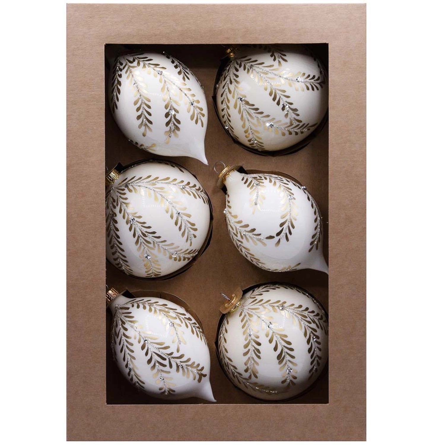 Zestaw z dekorem bogatym w pudełku biały, mix - 6 szt.