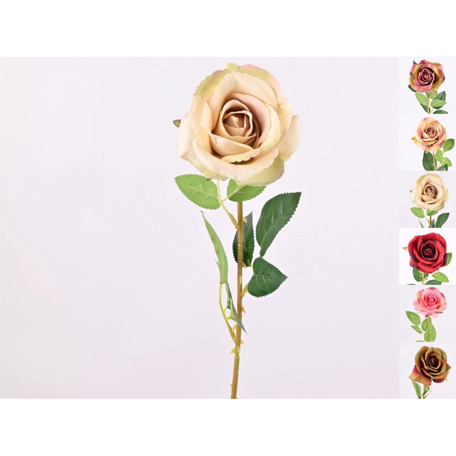 Róża sztuczna pojedyncza, mix kolorów - dł. 62 cm