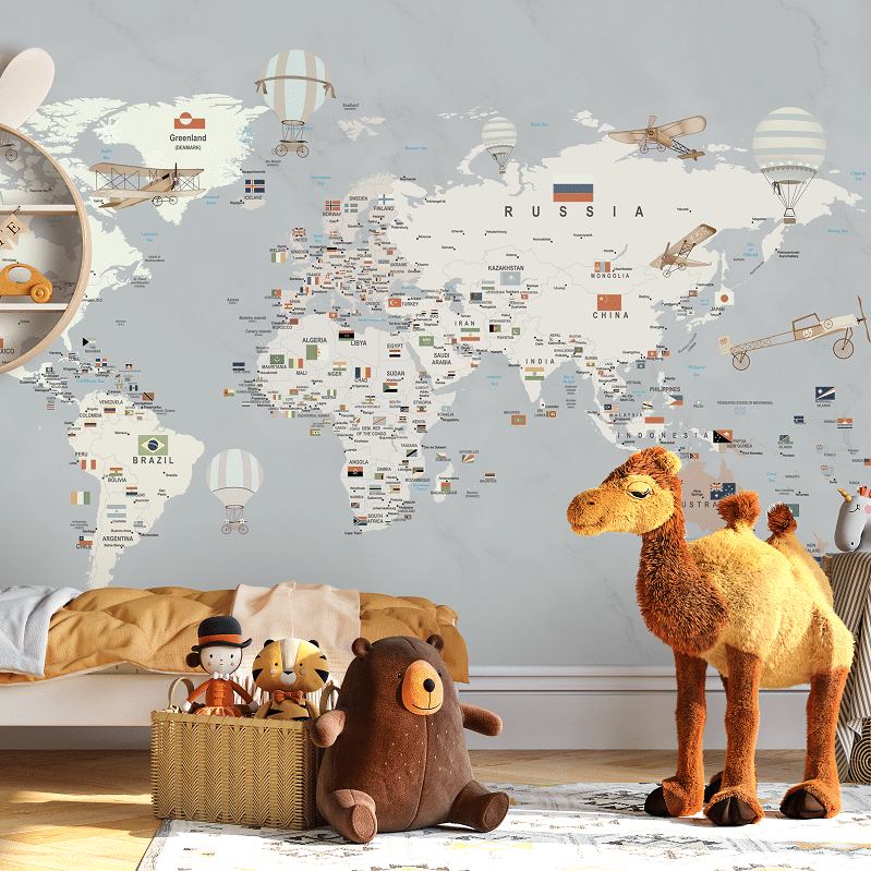 Fototapeta dla dzieci Niebieska Mapa Świata - 650