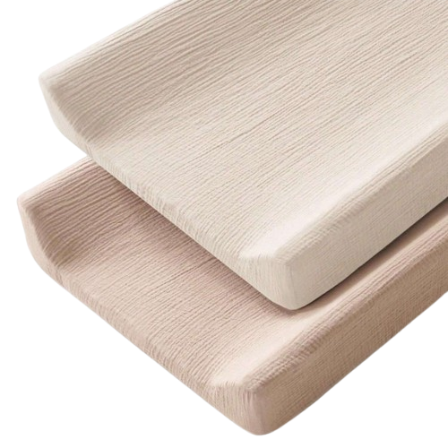 Zestaw 2 muślinowych pokrowców na przewijak odcienie beżu ns