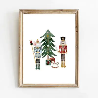 Plakat w ramce Christmas Mouse and Nutracker BW - Plakat w ramce A3