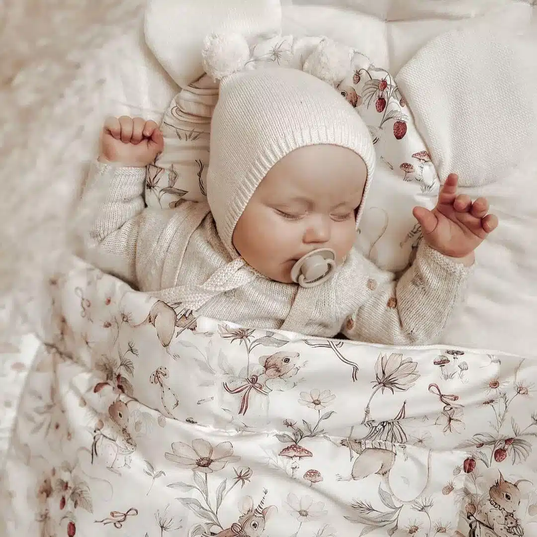 Koc+ poduszka myszka Myszki i velvet ecru BW