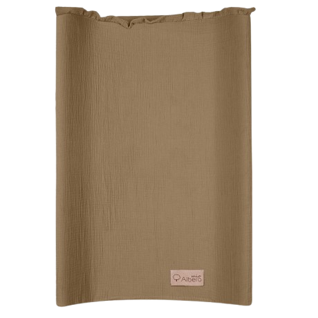 Pokrowiec na przewijak muślinowy z falbanką karmel AM