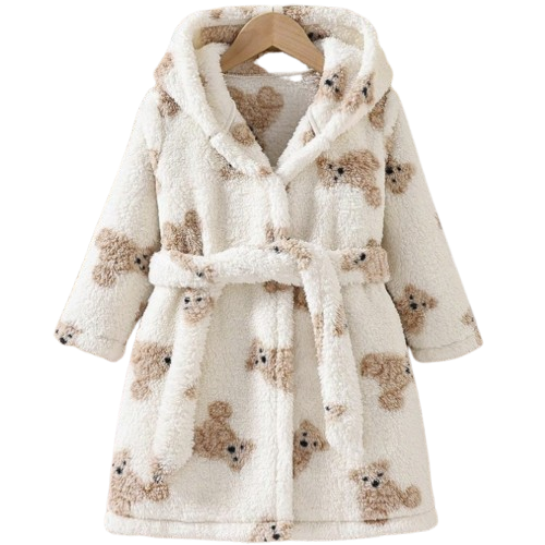 Szlafrok dla dziecka długi z kapturem i wiązaniem Niedźwiadki Rozmiar do Wyboru NS - 4 Lata