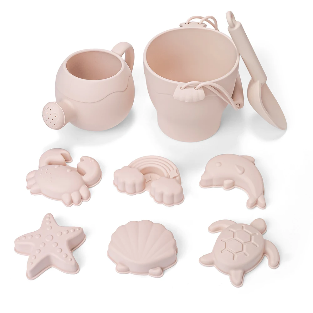 Zestaw silikonowy do piasku plażowy 8 częściowy beż NS