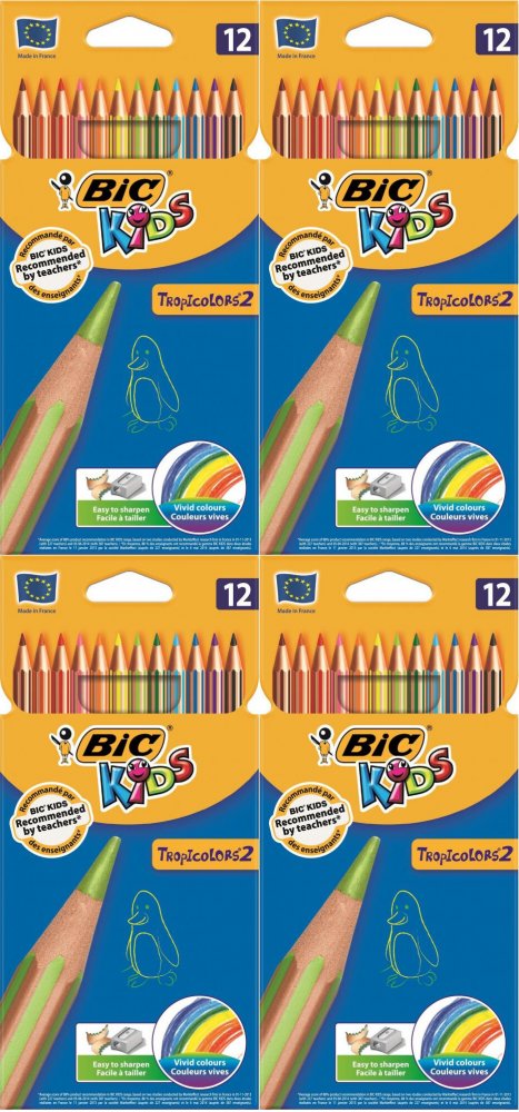 4x Kredki ołówkowe Bic TropiColors, 12 kolorów
