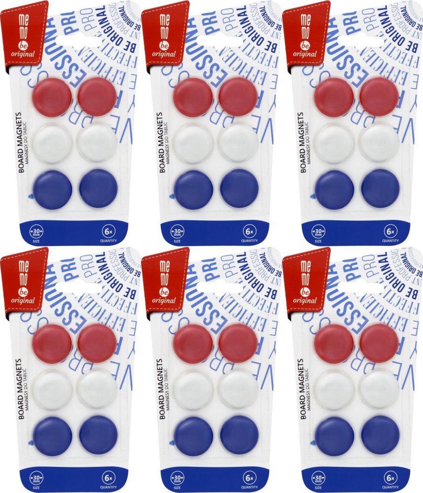 6x Magnesy MemoBe, 30mm, 6 sztuk, mix kolorów